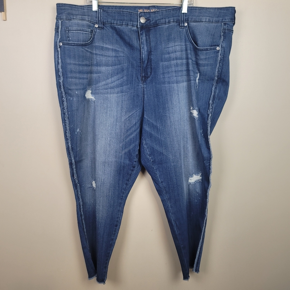 NWT Seven7 Melissa Mccarthy Distressed Pencil Jeans size 28W